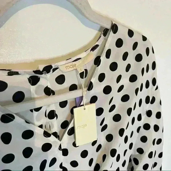 NWT Maje Ristal Polka Dot Midi Dress Coastal Preppy Garden Party French Parisian - Picture 6 of 6